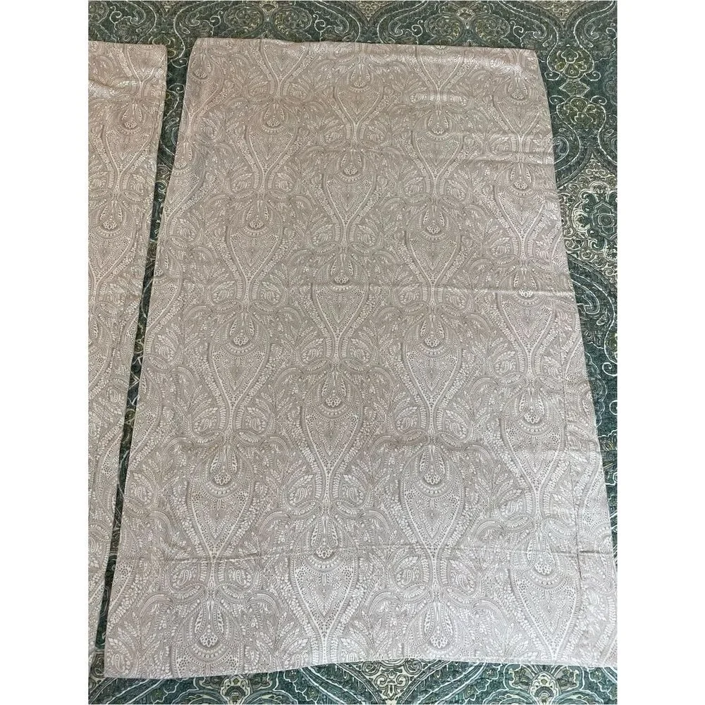 Decorative Paisley Pillow Sham Pair in Light Taupe